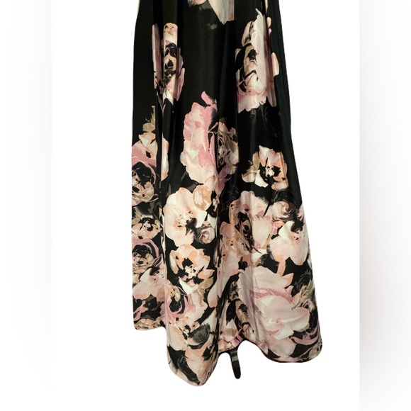 Y2K Vintage Xscape size 10 petite black formal dress pink flowers summer spring - Picture 3 of 6